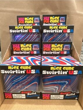 NeeDoh Nice Cube Swirlin' USA Super Solid Squish - Blue & Red!